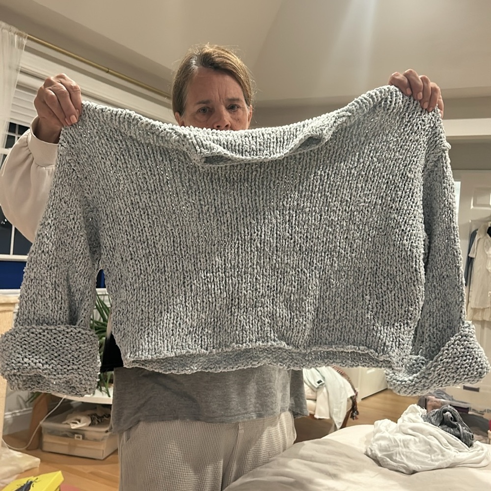 anthropologie cropped crotchet sweater mockneck - Picture 3 of 3